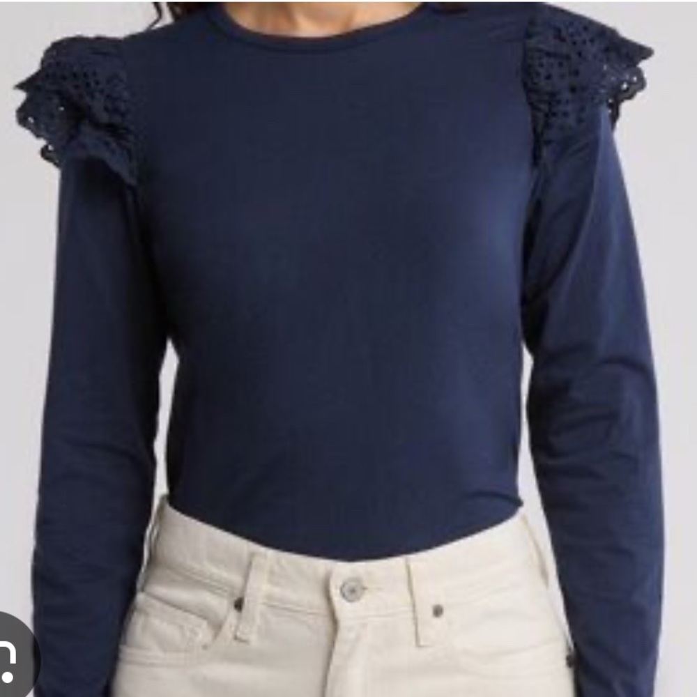 Joe's Jeans Navy Eyelet Tee   Size Small.